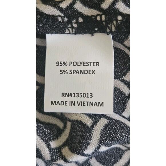 Jayne Clay NWT Faux Wrap Dress Size S Geometric Pattern Black White Stretch - Picture 8 of 9